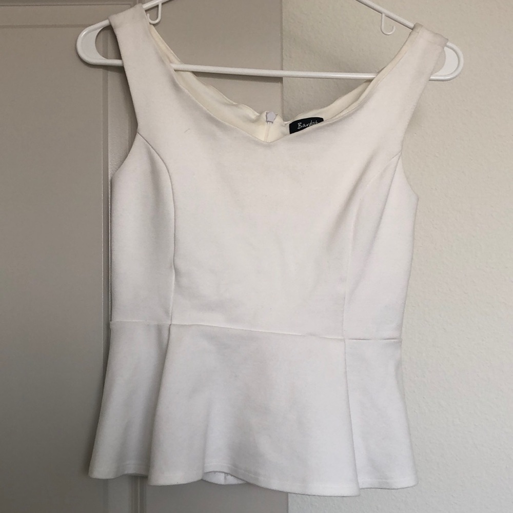 Bardot size US 4 white peplum style tank top